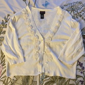 Torrid Off White Rosette Short Cardigan size 2